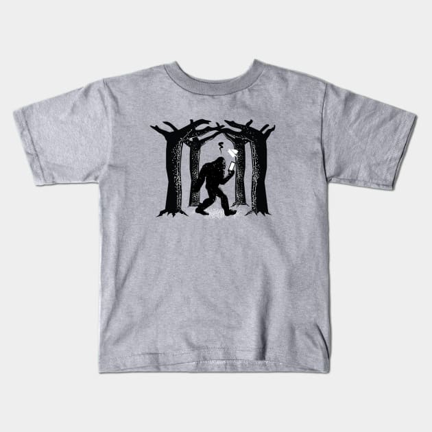 Bigfoot got no reception in the forest Kids T-Shirt by atomguy